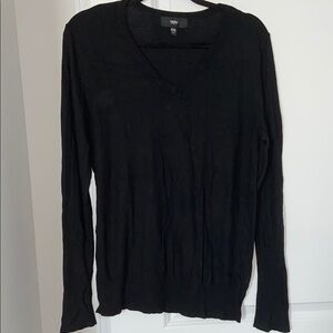 Mossimo Black V-Neck Sweater Lightweight Knit